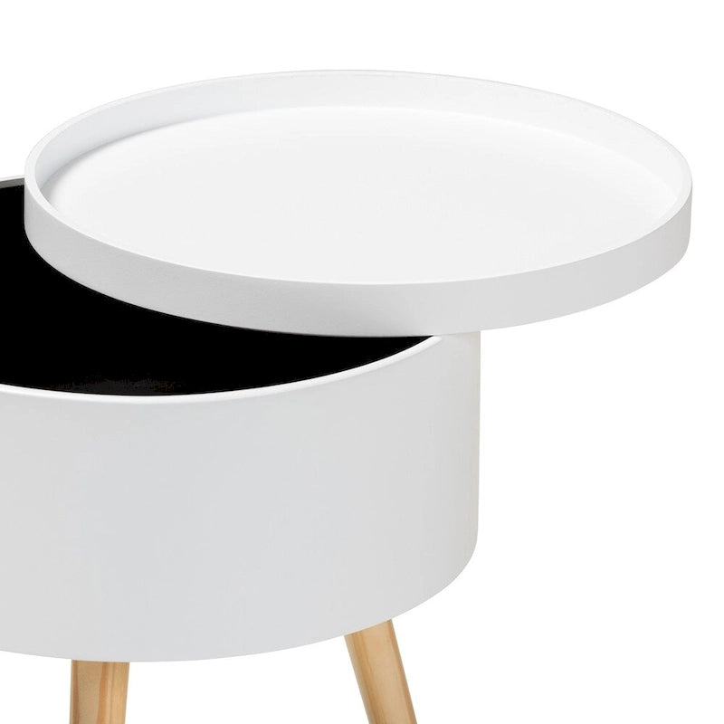 Table d'appoint Jessen en bois, style moderne du milieu du siècle, avec plateau amovible