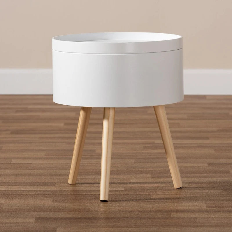 Table d'appoint Jessen en bois, style moderne du milieu du siècle, avec plateau amovible