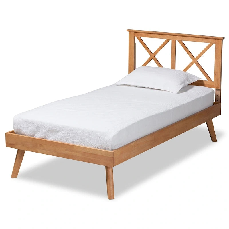 Lit plateforme Galvin en bois brun contemporain