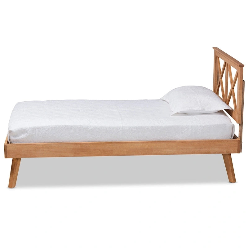 Lit plateforme Galvin en bois brun contemporain