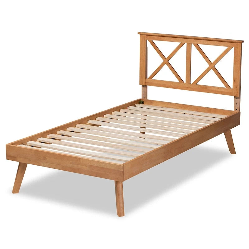 Lit plateforme Galvin en bois brun contemporain