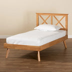 Lit plateforme Galvin en bois brun contemporain