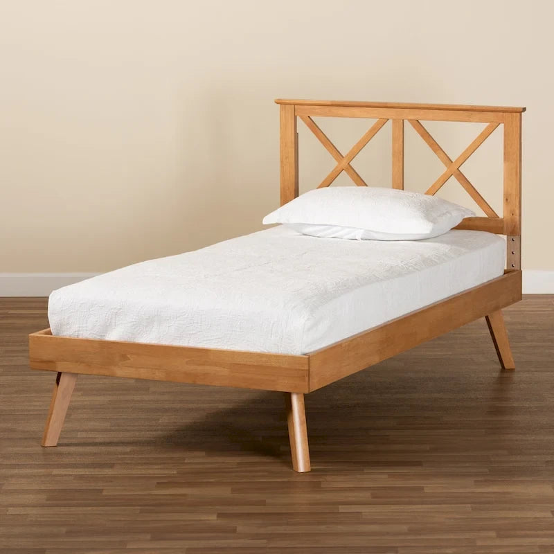 Lit plateforme Galvin en bois brun contemporain