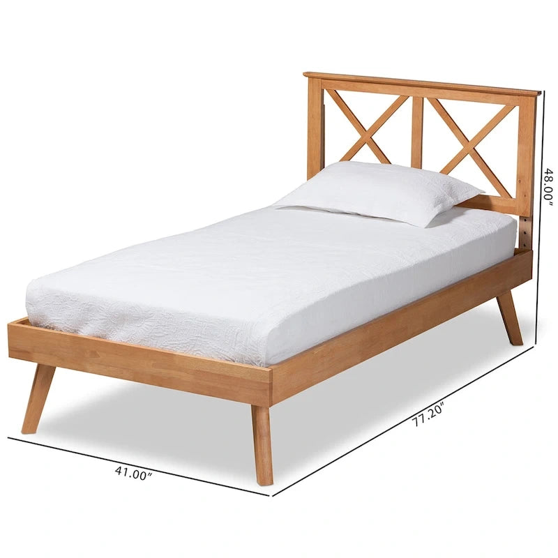 Lit plateforme Galvin en bois brun contemporain
