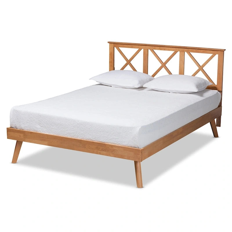 Lit plateforme Galvin en bois brun contemporain