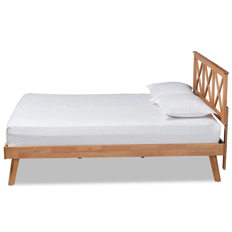 Lit plateforme Galvin en bois brun contemporain