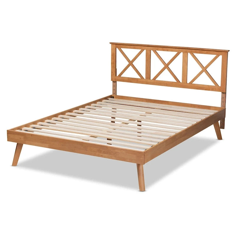 Lit plateforme Galvin en bois brun contemporain