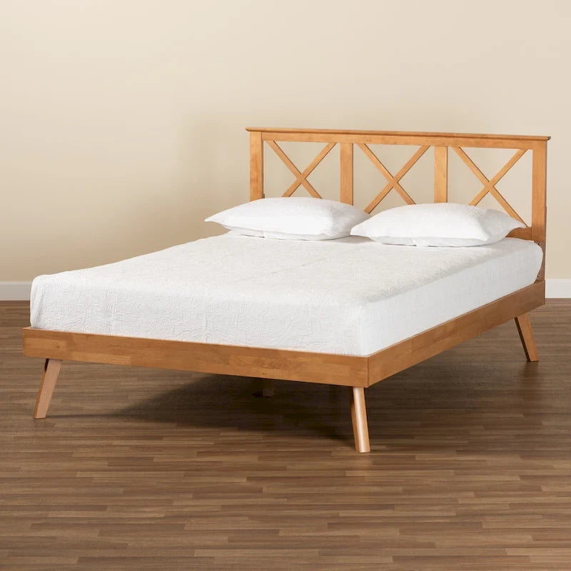 Lit plateforme Galvin en bois brun contemporain