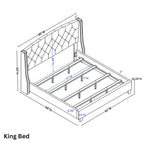 Ensemble de chambre à coucher 3 pièces Fentina de Roundhill Furniture – Lit rembourré à tête de lit capitonnée et deux tables de chevet