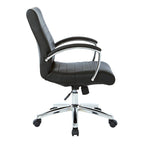Chaise de bureau à dossier bas en similicuir avec accoudoirs et piètement chromés - individuelle