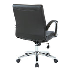 Chaise de bureau à dossier bas en similicuir avec accoudoirs et piètement chromés - individuelle
