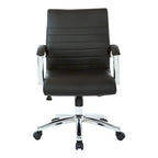 Chaise de bureau à dossier bas en similicuir avec accoudoirs et piètement chromés - individuelle