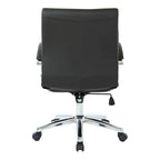 Chaise de bureau à dossier bas en similicuir avec accoudoirs et piètement chromés - individuelle