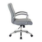 Chaise de bureau à dossier bas en similicuir avec accoudoirs et piètement chromés - individuelle