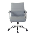 Chaise de bureau à dossier bas en similicuir avec accoudoirs et piètement chromés - individuelle