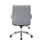 Chaise de bureau à dossier bas en similicuir avec accoudoirs et piètement chromés - individuelle