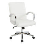 Chaise de bureau à dossier bas en similicuir avec accoudoirs et piètement chromés - individuelle