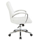 Chaise de bureau à dossier bas en similicuir avec accoudoirs et piètement chromés - individuelle