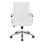 Chaise de bureau à dossier bas en similicuir avec accoudoirs et piètement chromés - individuelle