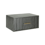 Lit plateforme contemporain Modrest Manchester gris foncé avec deux tables de chevet