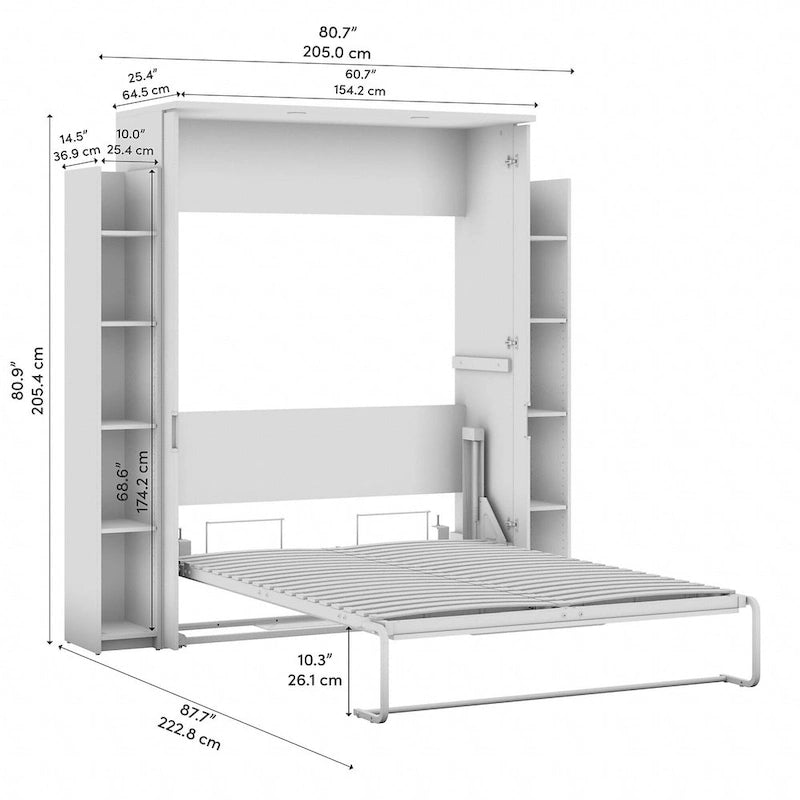 Lit escamotable complet Lumina avec étagères (81 po L) de Bestar