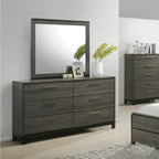 Ensemble de chambre à coucher Roundhill Furniture Ioana 187 avec finition gris antique, lit king-size, commode, miroir, table de chevet