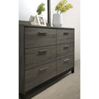 Ensemble de chambre à coucher Roundhill Furniture Ioana 187 avec finition gris antique, lit king-size, commode, miroir, table de chevet