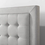 Lit plateforme capitonné haut de gamme Priage by Zinus gris sable avec boutons touffetés beiges