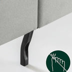 Lit plateforme capitonné haut de gamme Priage by Zinus gris sable avec boutons touffetés beiges