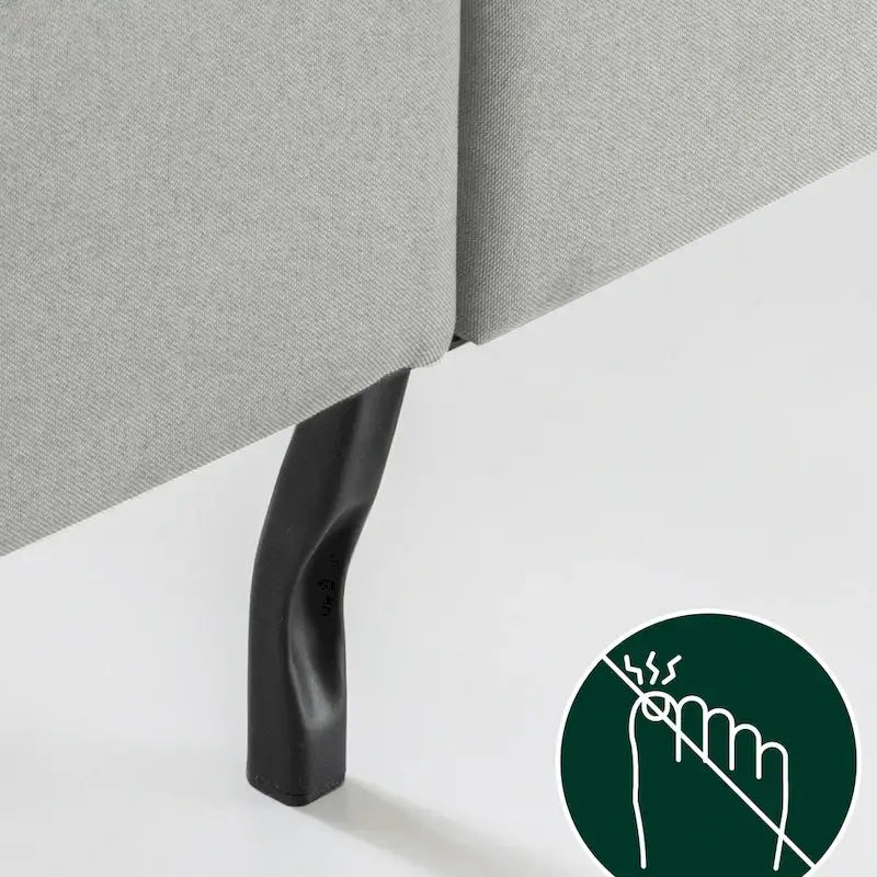 Lit plateforme capitonné haut de gamme Priage by Zinus gris sable avec boutons touffetés beiges