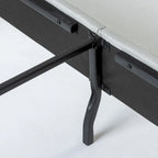 Lit plateforme capitonné haut de gamme Priage by Zinus gris sable avec boutons touffetés beiges
