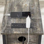 Table de chevet avec station de recharge, 2 ports USB et 2 prises de courant, table d'appoint haute avec 2 tiroirs et étagère de rangement