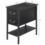 Table de chevet avec station de recharge, 2 ports USB et 2 prises de courant, table d'appoint haute avec 2 tiroirs et étagère de rangement