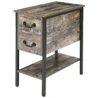 Table de chevet avec station de recharge, 2 ports USB et 2 prises de courant, table d'appoint haute avec 2 tiroirs et étagère de rangement