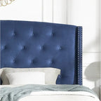Lit capitonné Summit Wingback de Roundhill Furniture avec clous décoratifs