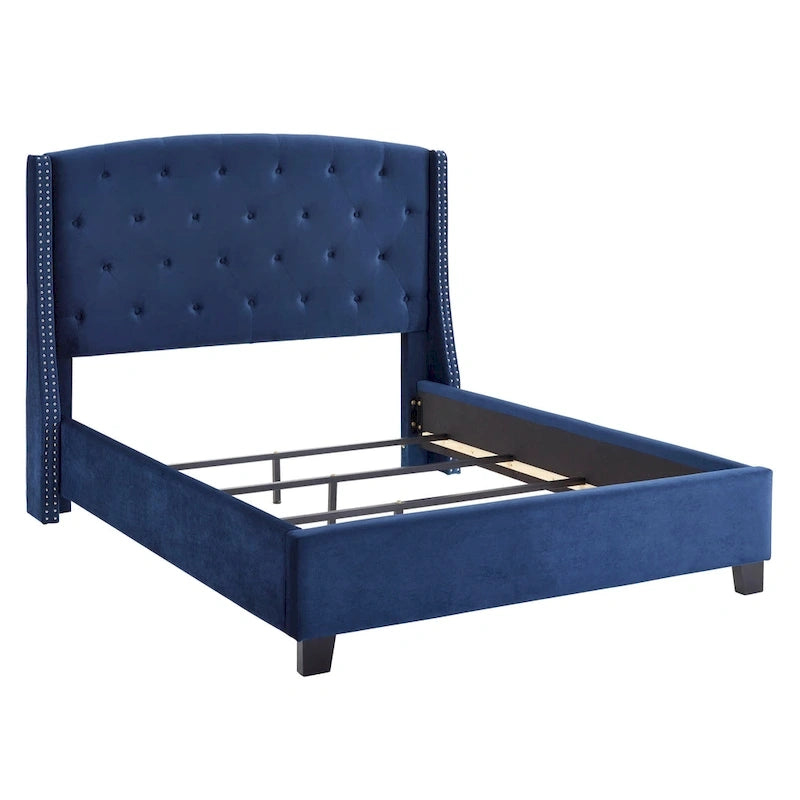 Lit capitonné Summit Wingback de Roundhill Furniture avec clous décoratifs