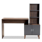 Bureau de rangement Jaeger bicolore marron et gris foncé en bois avec étagères