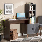 Bureau de rangement Jaeger bicolore marron et gris foncé en bois avec étagères