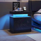 Table de chevet à 2 tiroirs avec lumières LED