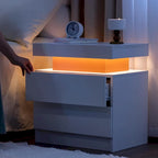Table de chevet à 2 tiroirs avec lumières LED