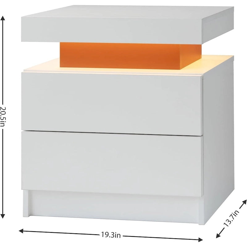 Table de chevet à 2 tiroirs avec lumières LED