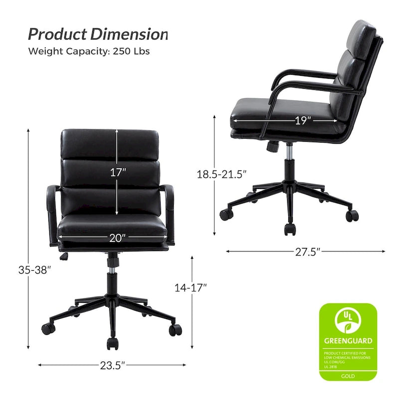 Fauteuil en similicuir moderne Task avec blocage de l'inclinaison et inclinaison centrale par