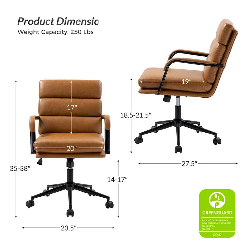 Fauteuil en similicuir moderne Task avec blocage de l'inclinaison et inclinaison centrale par