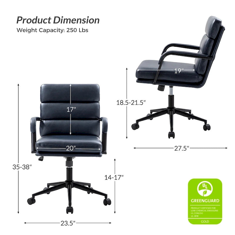 Fauteuil en similicuir moderne Task avec blocage de l'inclinaison et inclinaison centrale par