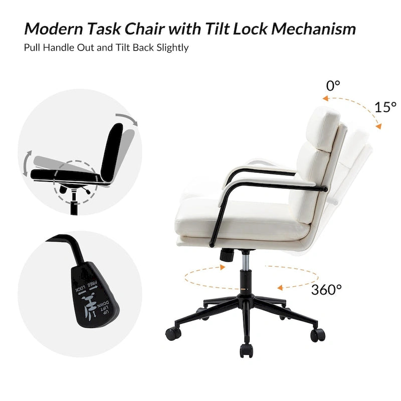 Fauteuil en similicuir moderne Task avec blocage de l'inclinaison et inclinaison centrale par