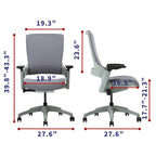 Chaise de bureau réglable en hauteur en tissu certifié ANSI-BIFMA Furniture of America Hudson Modern Grey