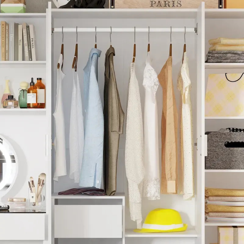 Armoire, Solution de rangement, Penderie modulable, Coiffeuse avec miroir