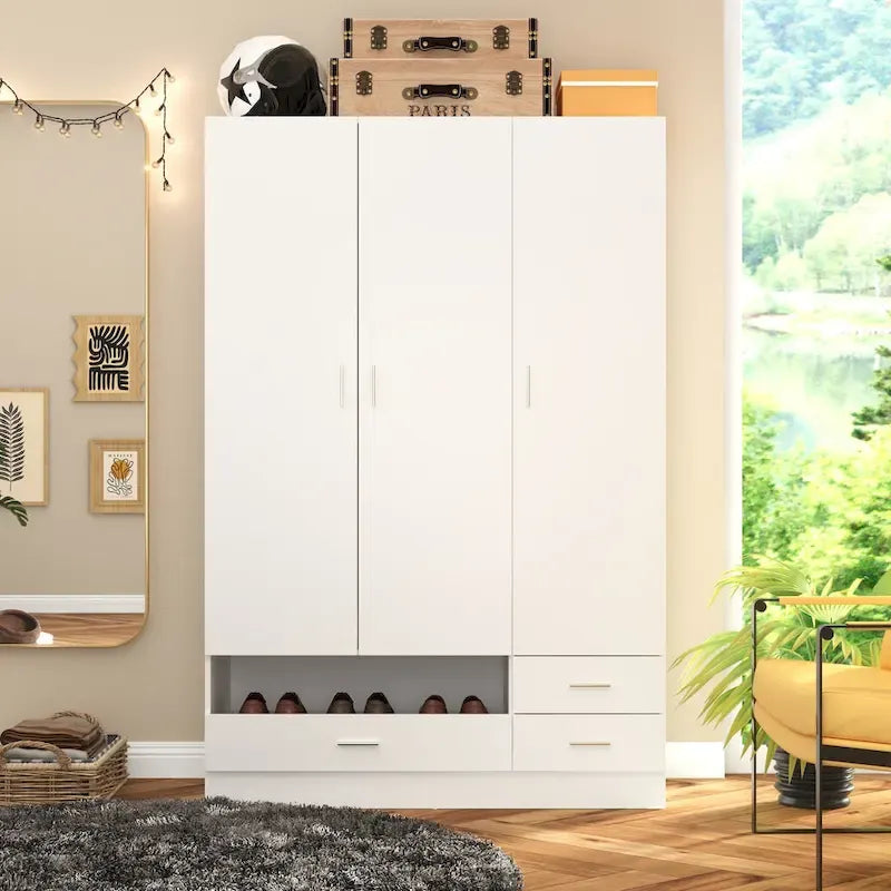 Armoire, Solution de rangement, Penderie modulable, Coiffeuse avec miroir