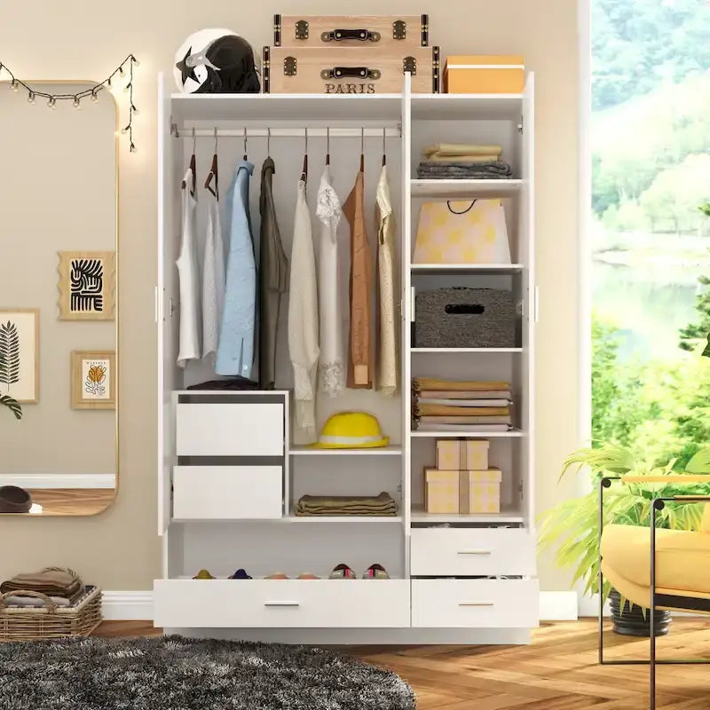 Armoire, Solution de rangement, Penderie modulable, Coiffeuse avec miroir
