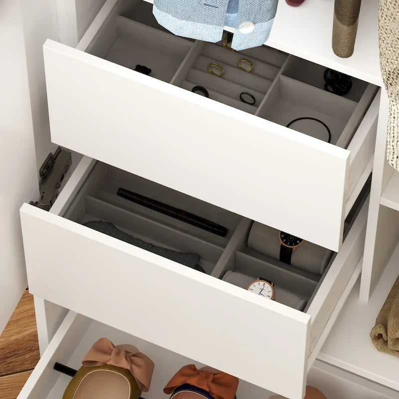 Armoire, Solution de rangement, Penderie modulable, Coiffeuse avec miroir